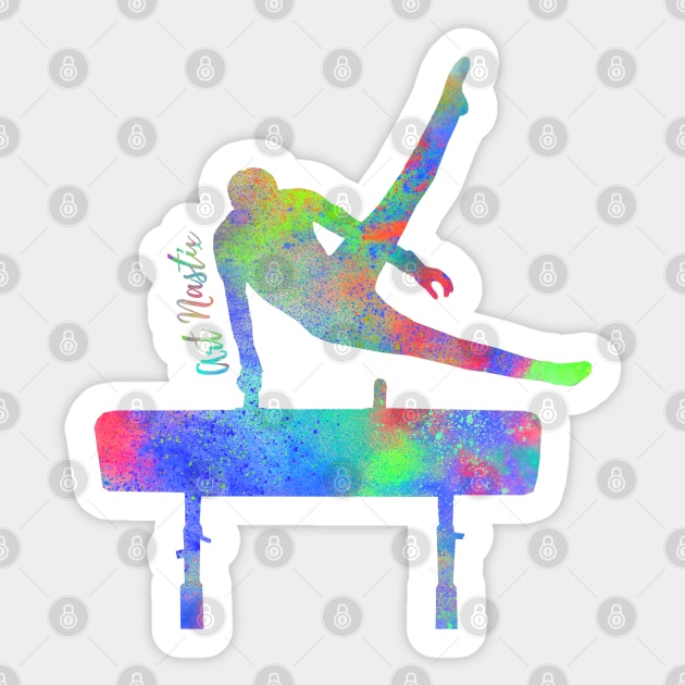 Male Gymnast Silhouette Art - Pommel Horse Sticker by Art Nastix Designs